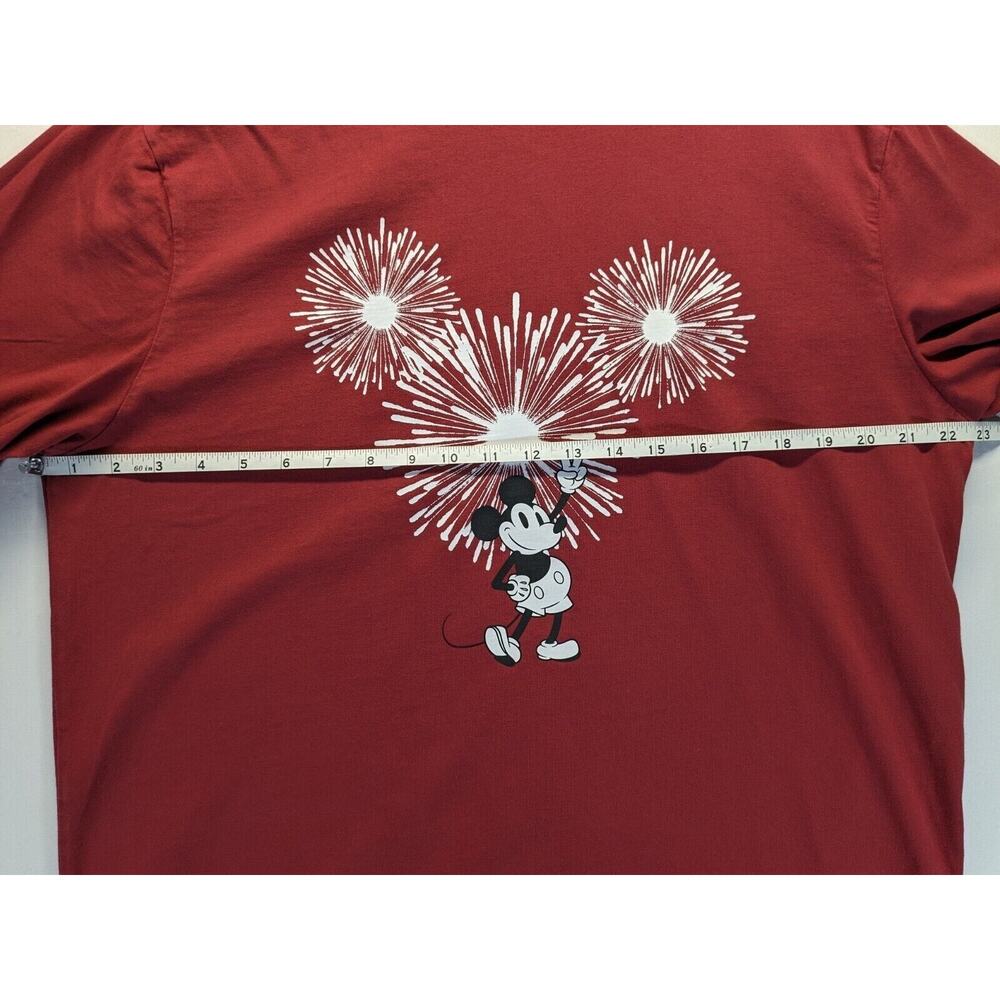 Disney X AE American Eagle Mens Large Red Mickey Mouse Firework Graphic T-Shirt - Picture 3 of 7